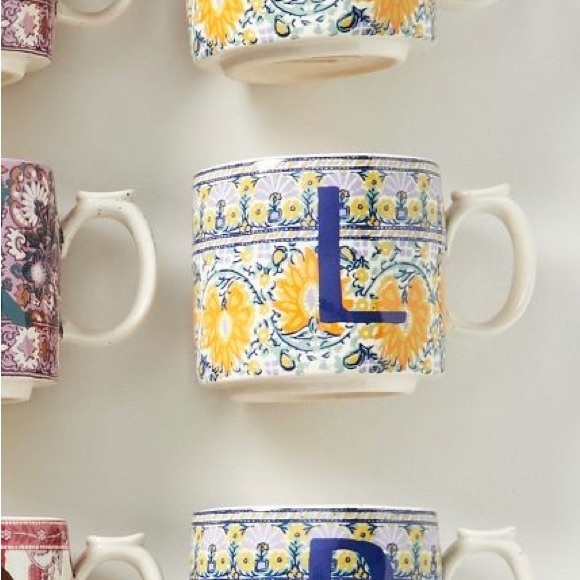 Anthropologie Blockprinted Monogram Mug - Picture 5 of 9